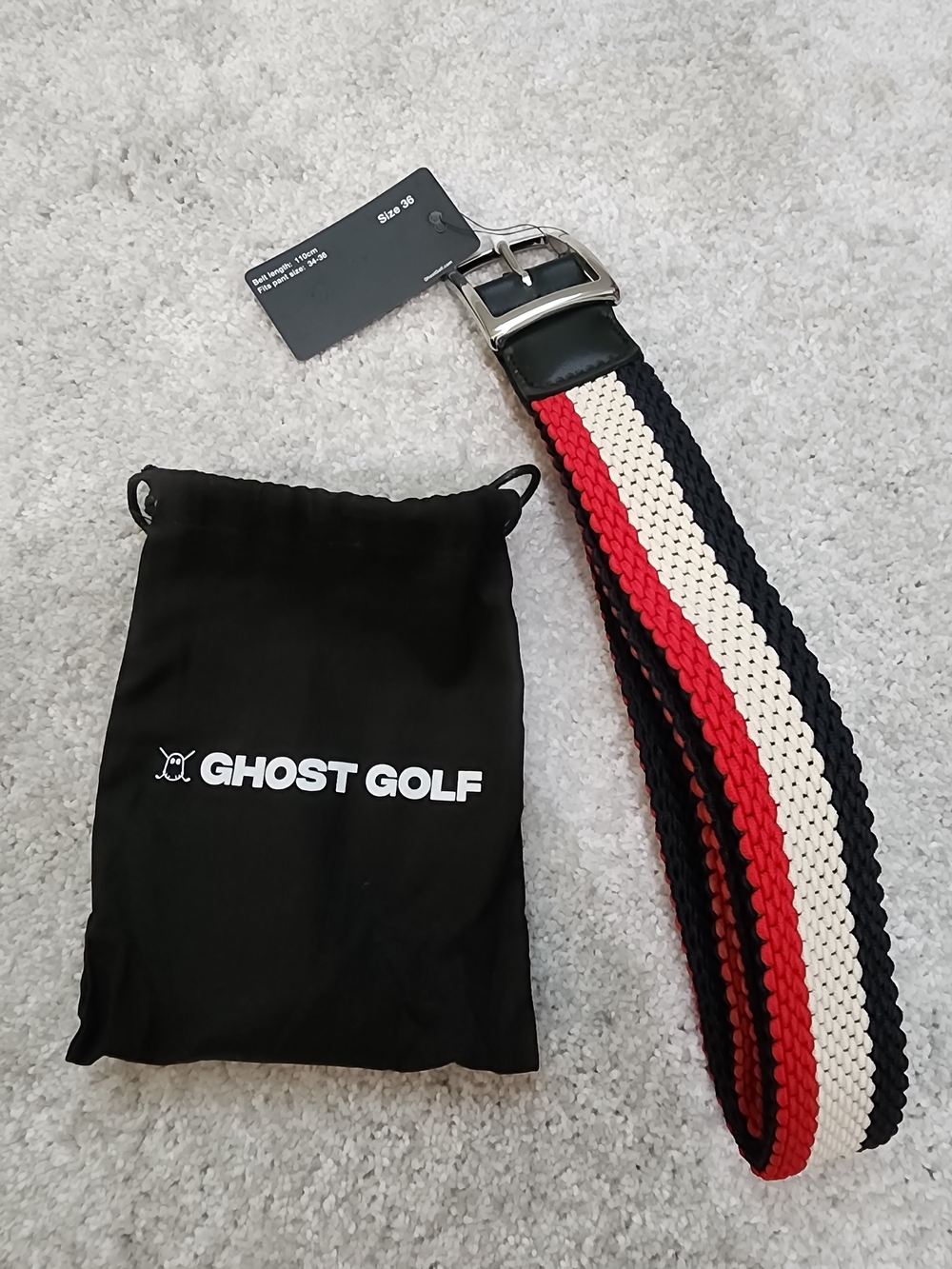 Men’s GHOST GOLF Woven Belt in Red, White & Blue
